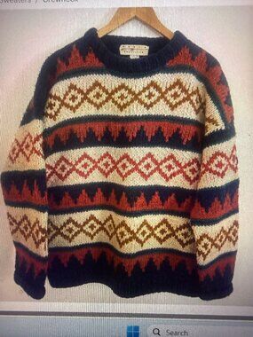 Nuevo Americana 100% Wool Sweater Heavyweight Men Grandpa Ski Size XL